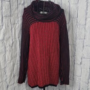 Calvin Klein Red and Black Cowl Neck Sweater Large